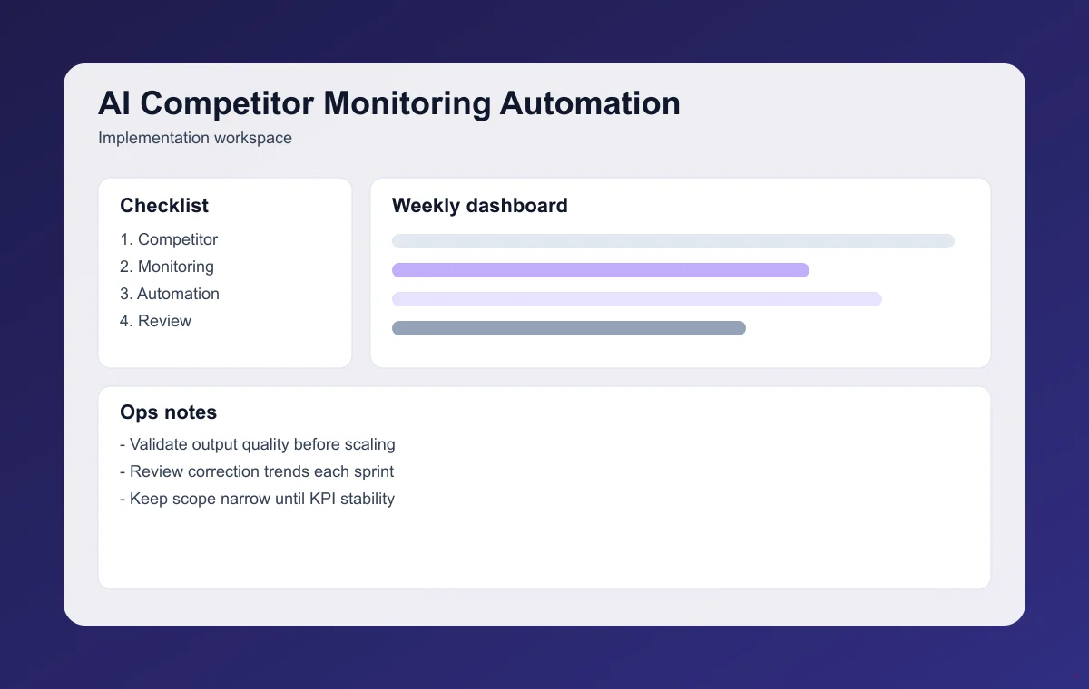 Editorial workflow image for AI Competitor Monitoring Automation