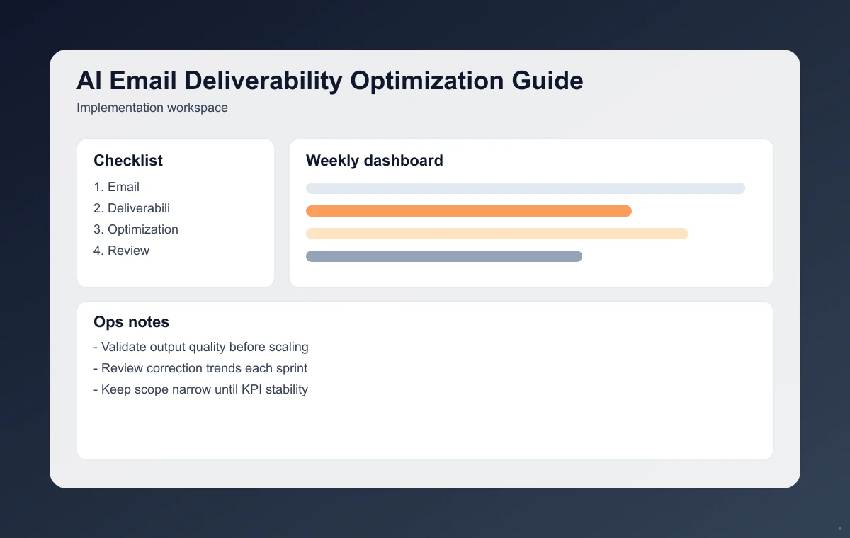 Editorial workflow image for AI Email Deliverability Optimization Guide