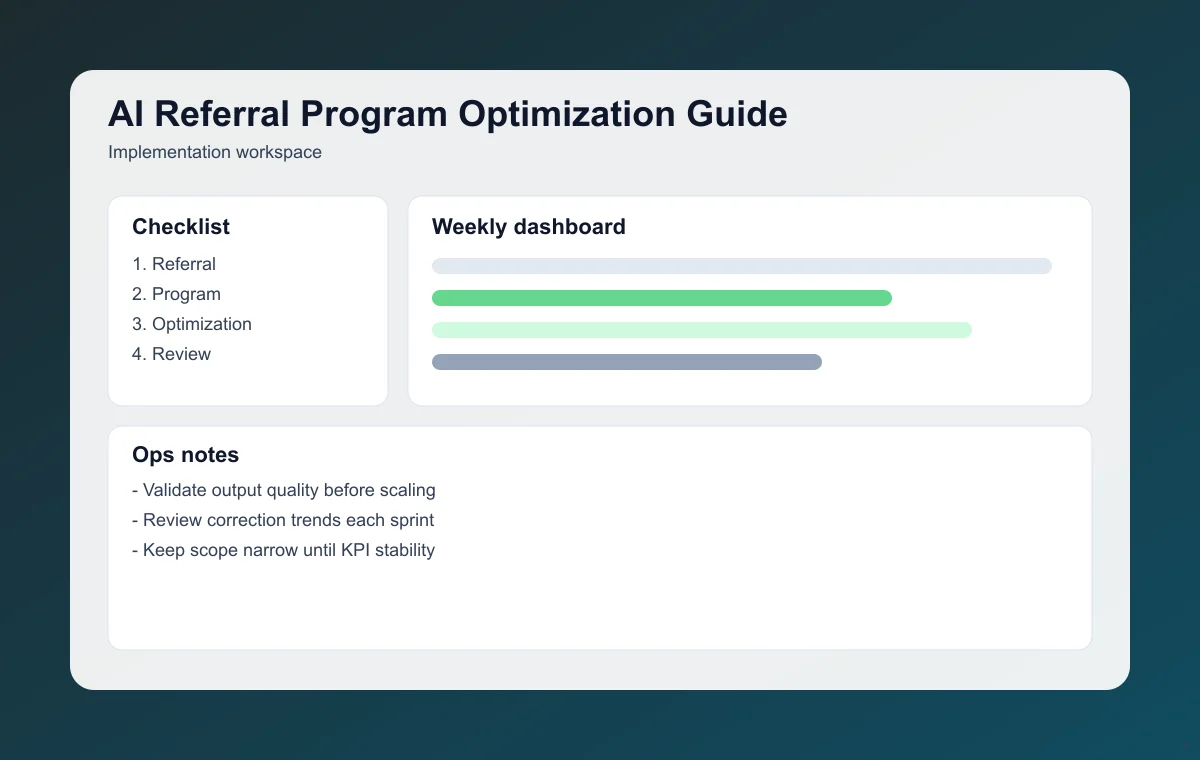 Editorial workflow image for AI Referral Program Optimization Guide