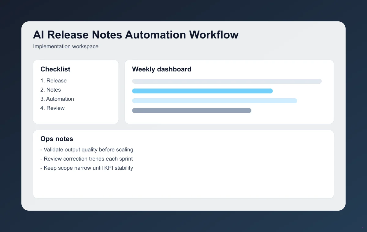 Editorial workflow image for AI Release Notes Automation Workflow