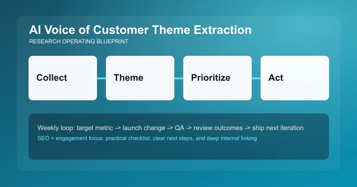 AI Voice of Customer Theme Extraction visual workflow overview