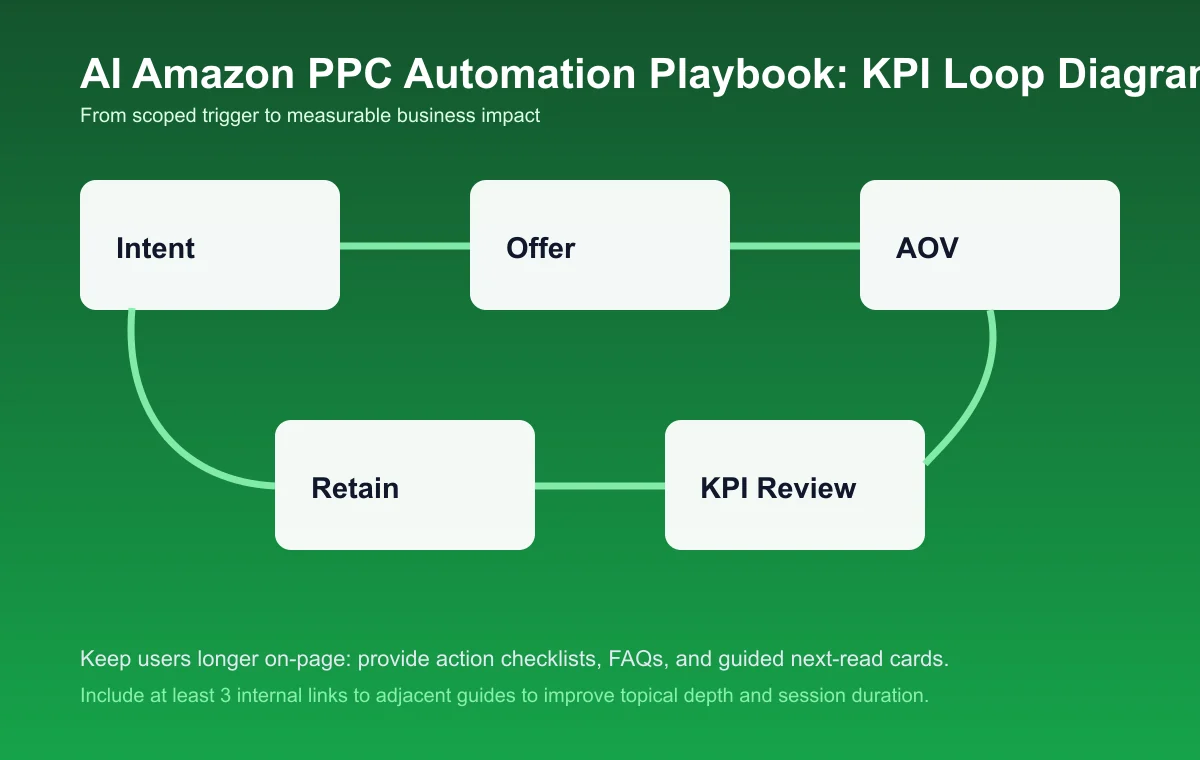 Amazon PPC Automation Playbook process diagram and KPI loop