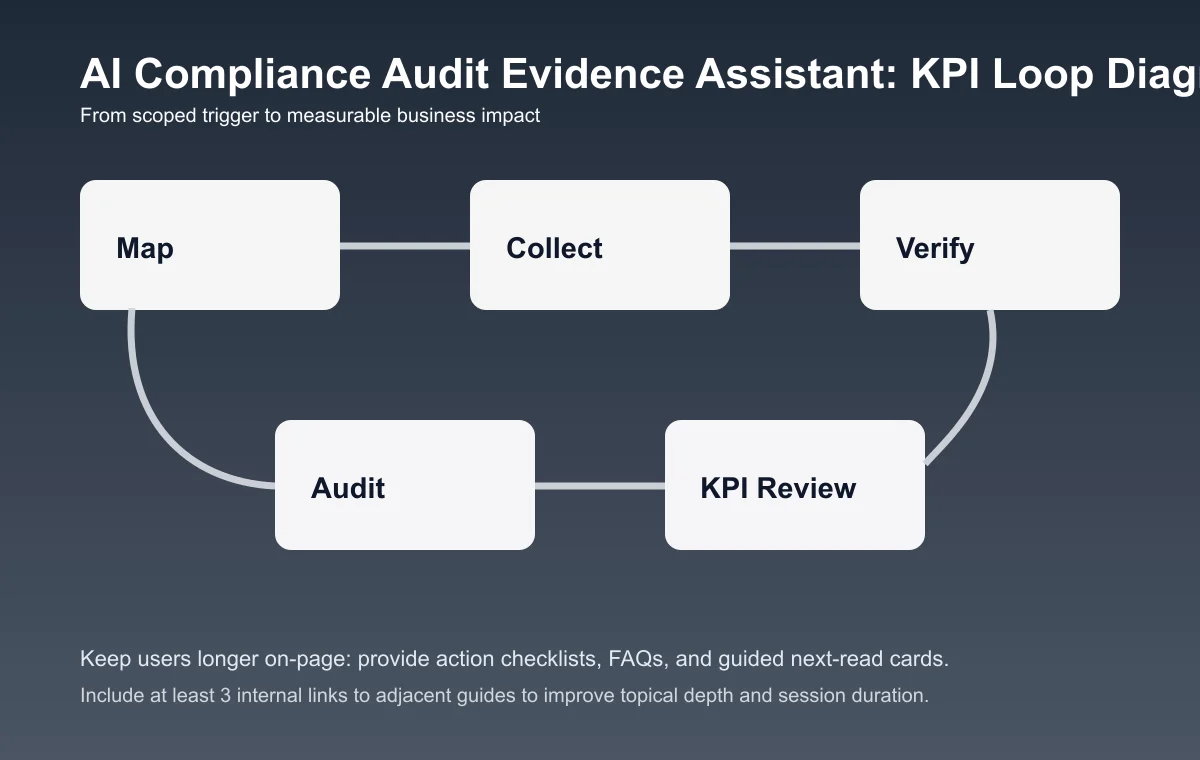 Compliance Audit Evidence Assistant process diagram and KPI loop