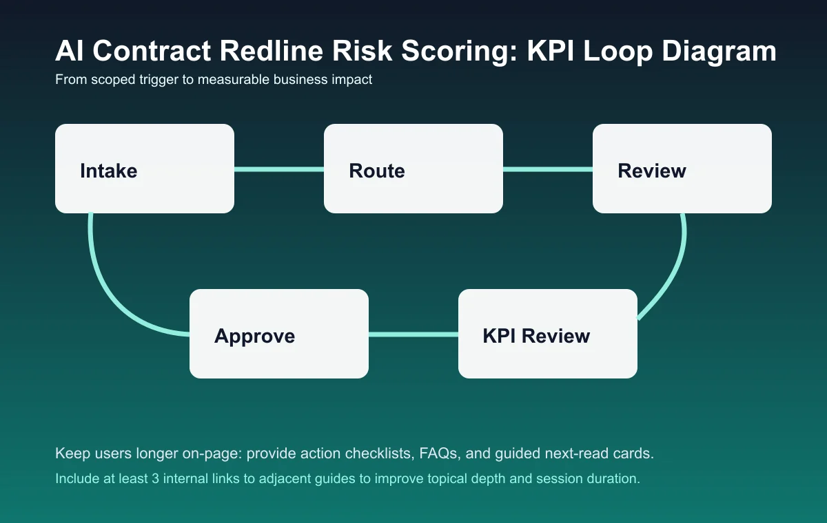 Contract Redline Risk Scoring process diagram and KPI loop