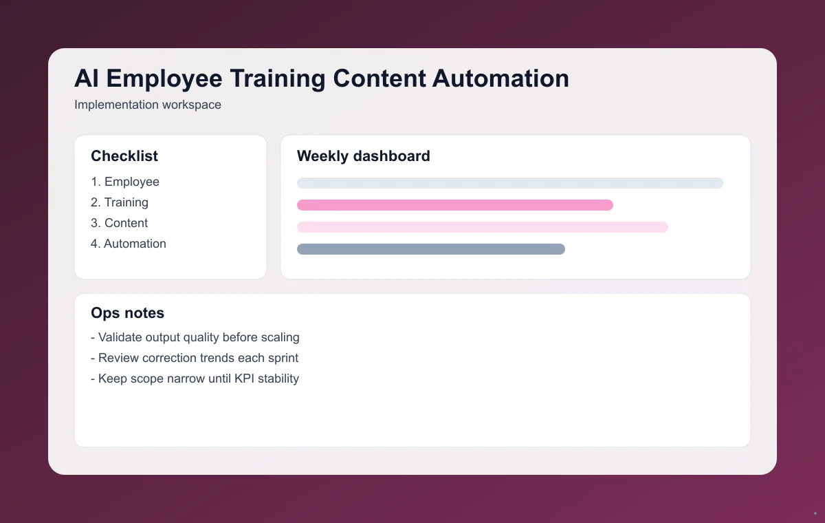 Editorial workflow image for Employee Training Content Automation