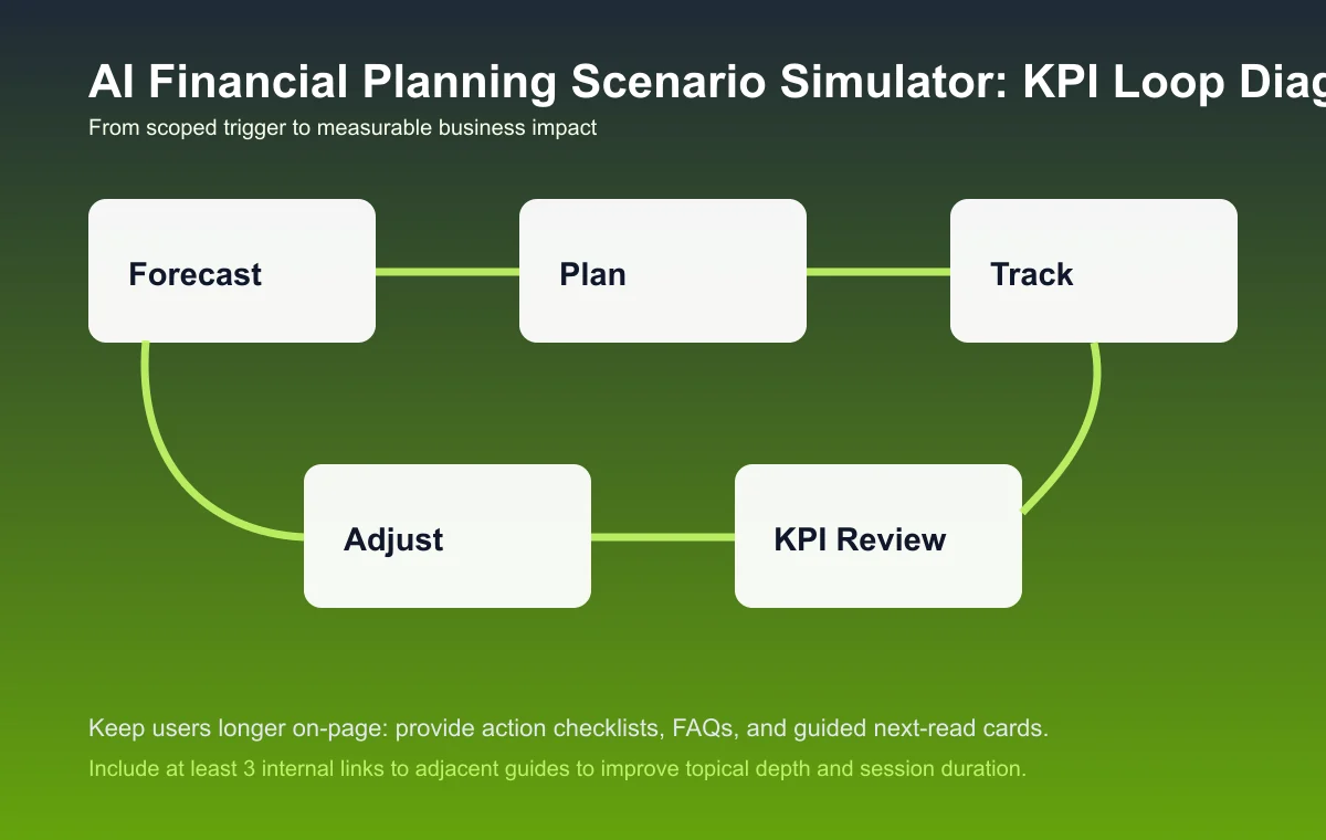 Financial Planning Scenario Simulator process diagram and KPI loop