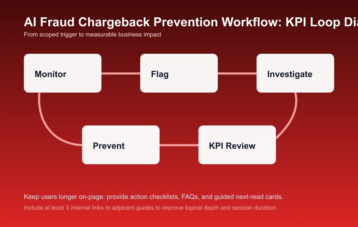 Fraud Chargeback Prevention Workflow process diagram and KPI loop