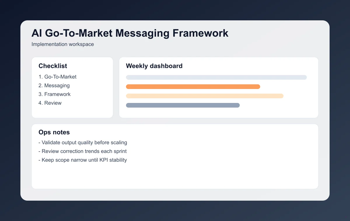 Editorial workspace image for go-to-market messaging board