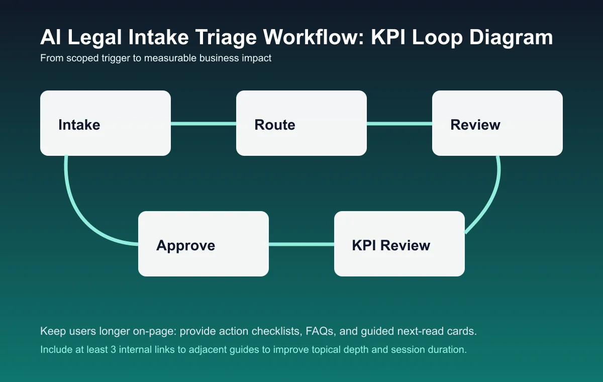 Legal Intake Triage Workflow process diagram and KPI loop