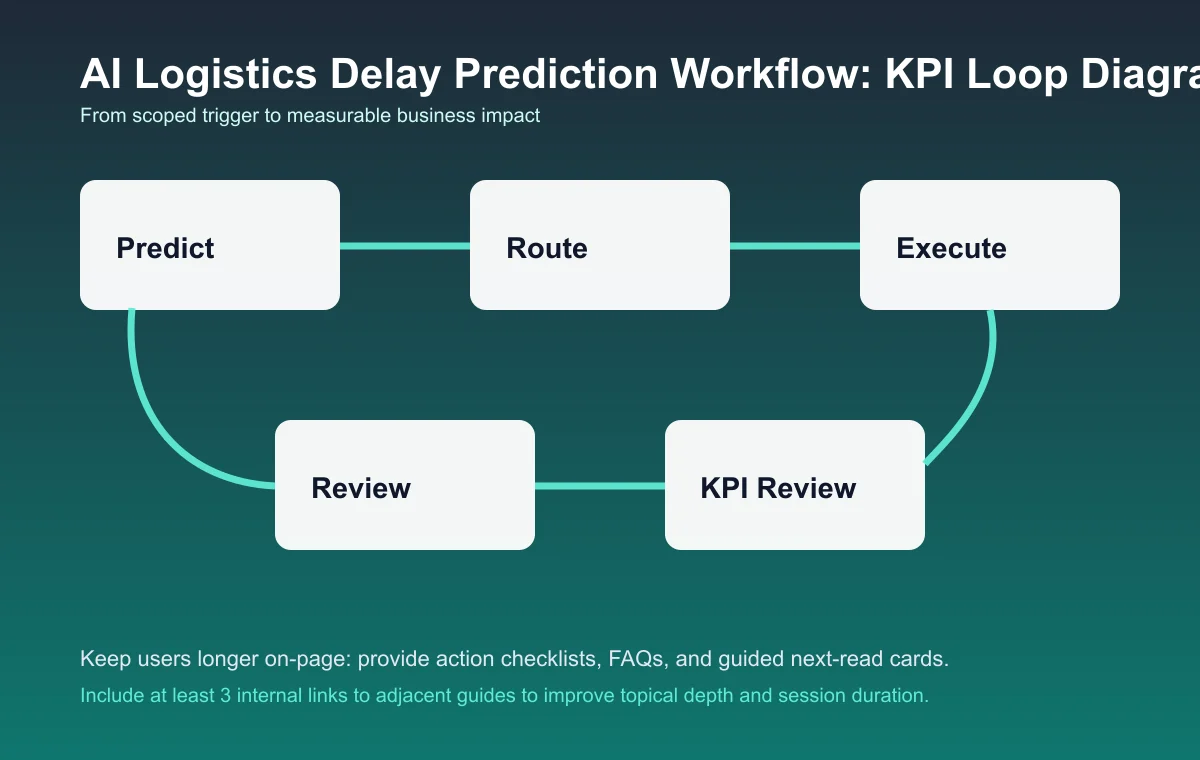 Logistics Delay Prediction Workflow process diagram and KPI loop