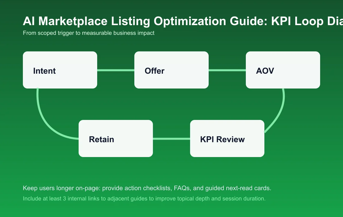 Marketplace Listing Optimization Guide process diagram and KPI loop