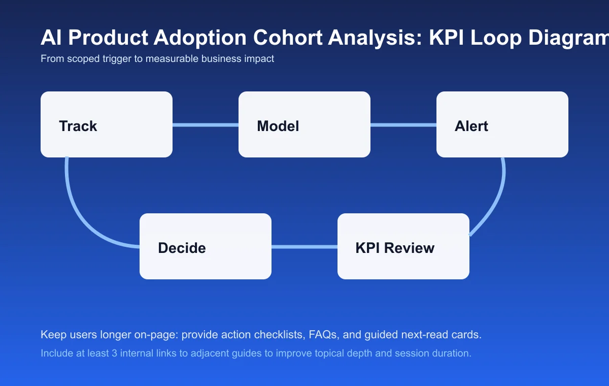 Product Adoption Cohort Analysis process diagram and KPI loop