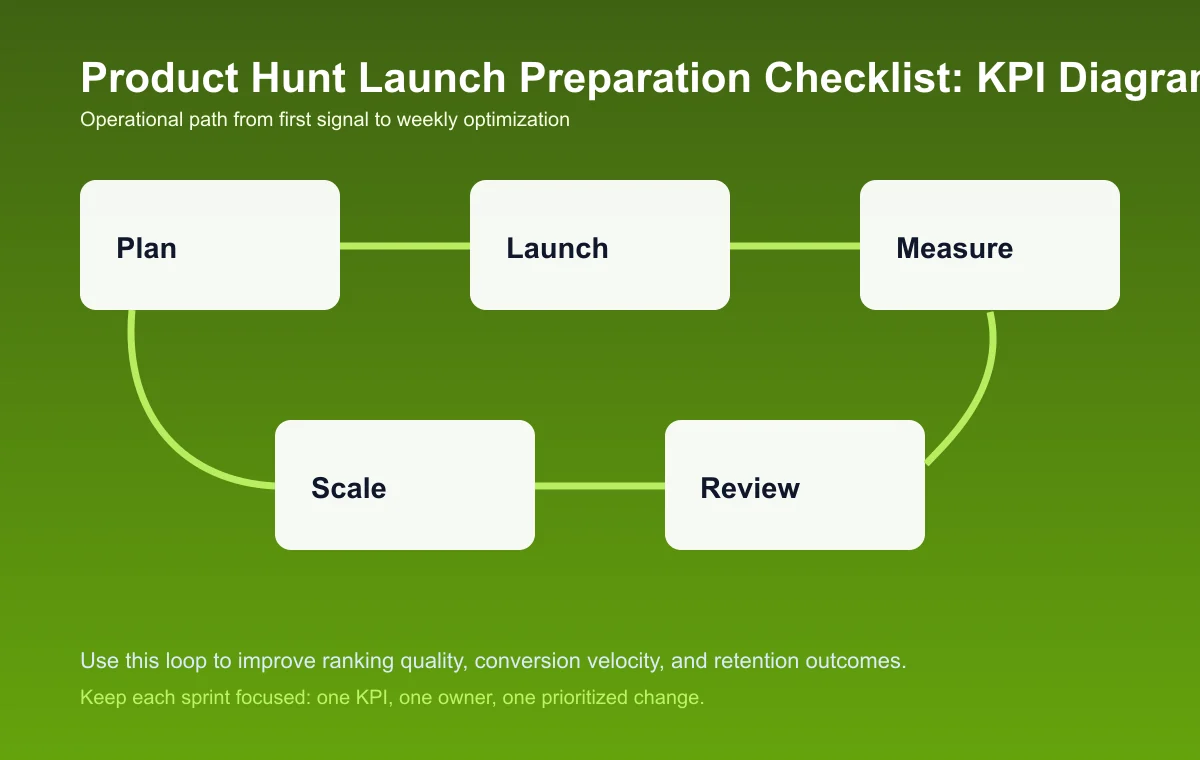 Product Hunt Launch Preparation Checklist process diagram