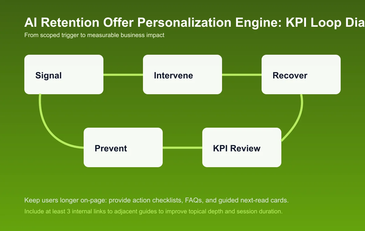 Retention Offer Personalization Engine process diagram and KPI loop