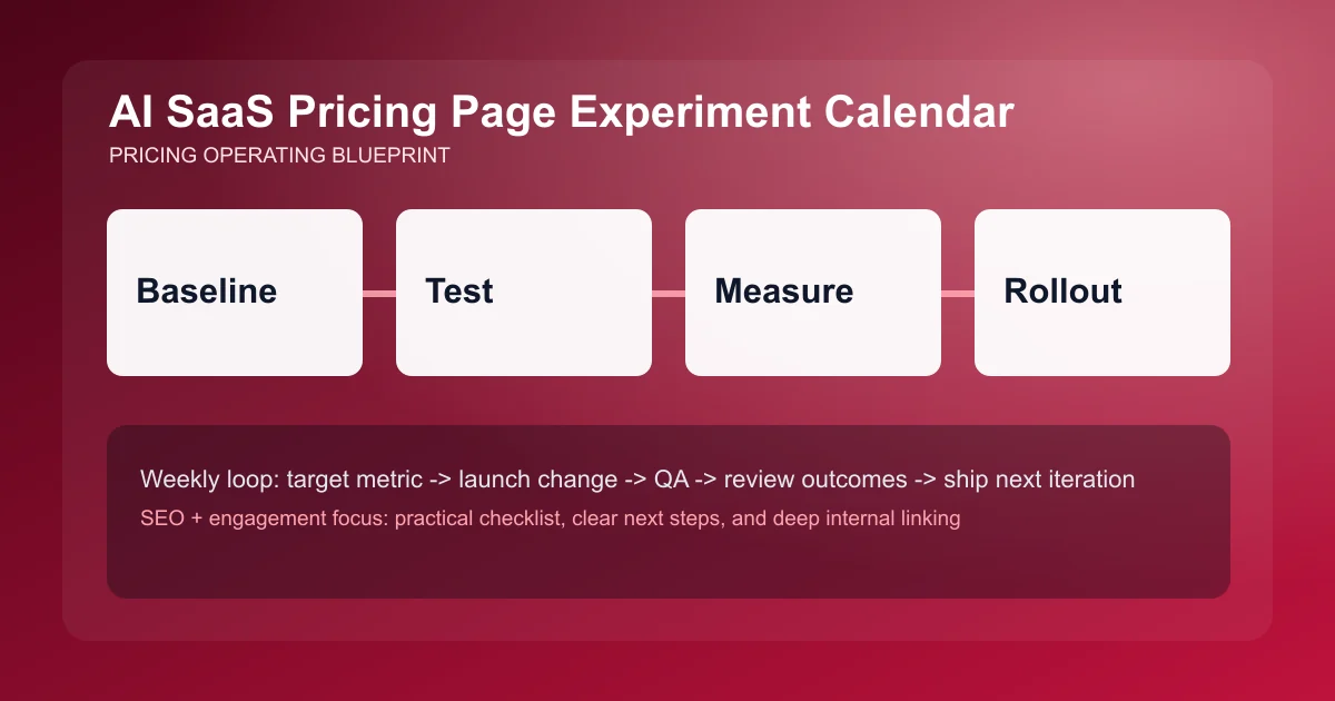 SaaS Pricing Page Experiment Calendar visual workflow overview