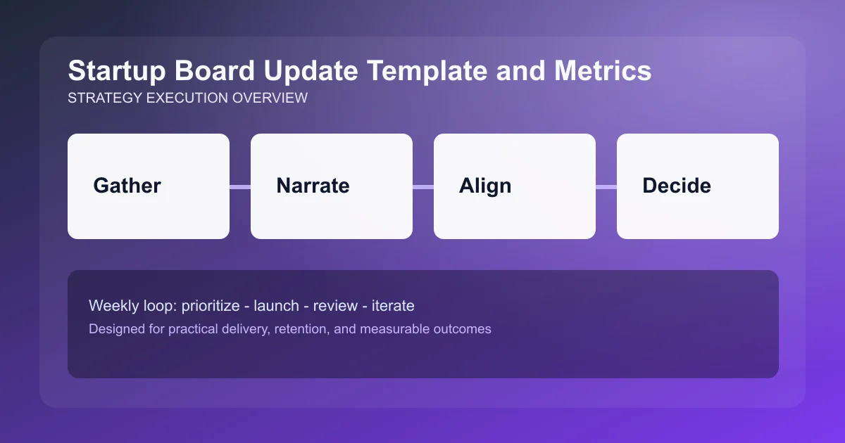 Startup Board Update Template and Metrics visual overview