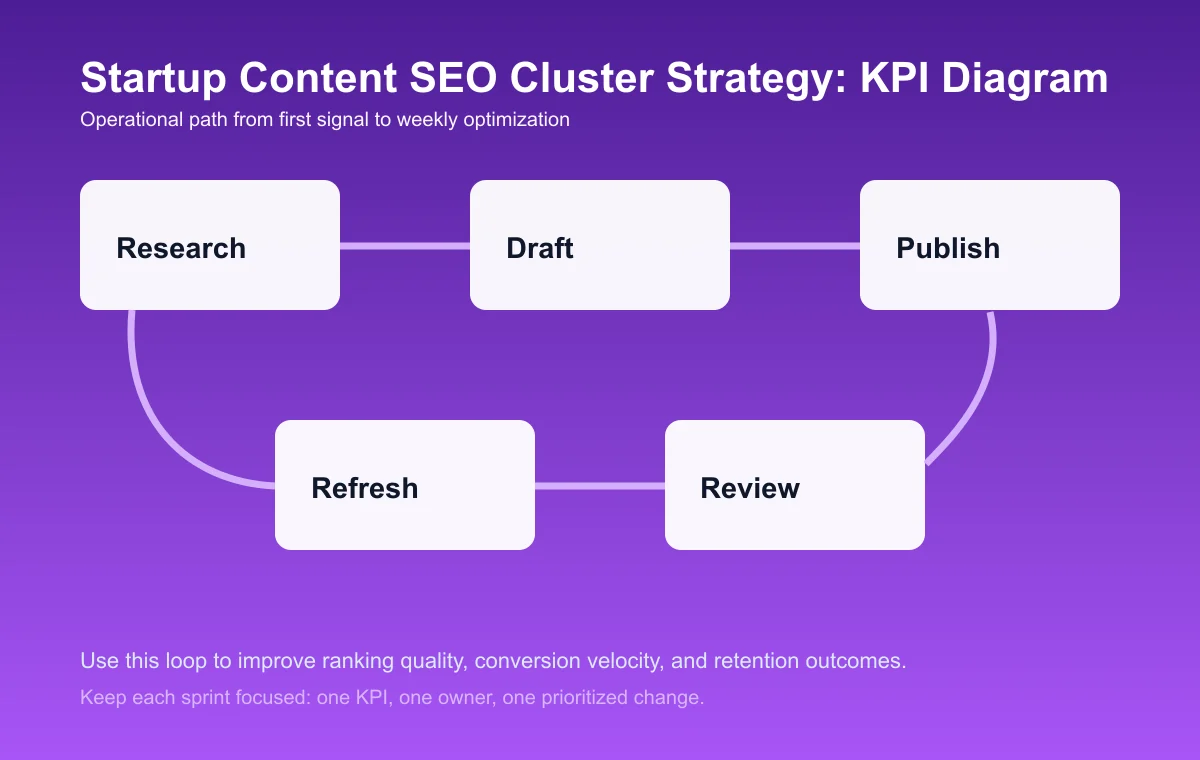 Startup Content SEO Cluster Strategy process diagram