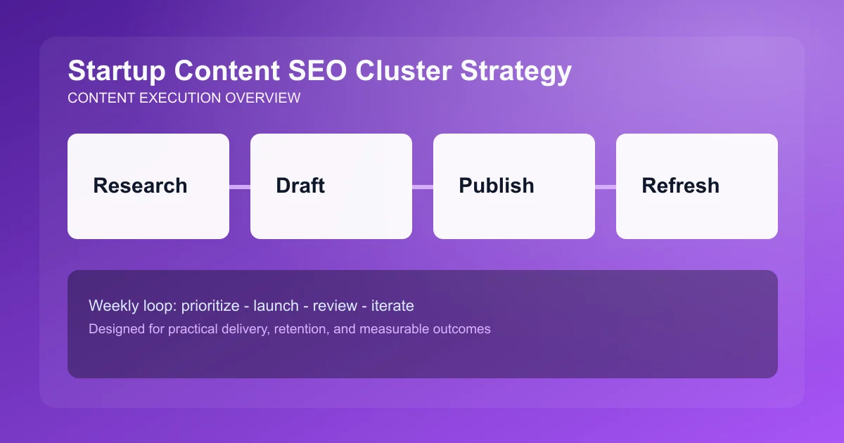 Startup Content SEO Cluster Strategy visual overview