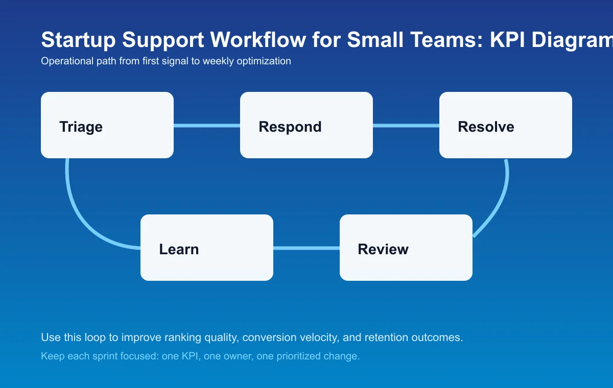 Startup Support Workflow for Small Teams process diagram